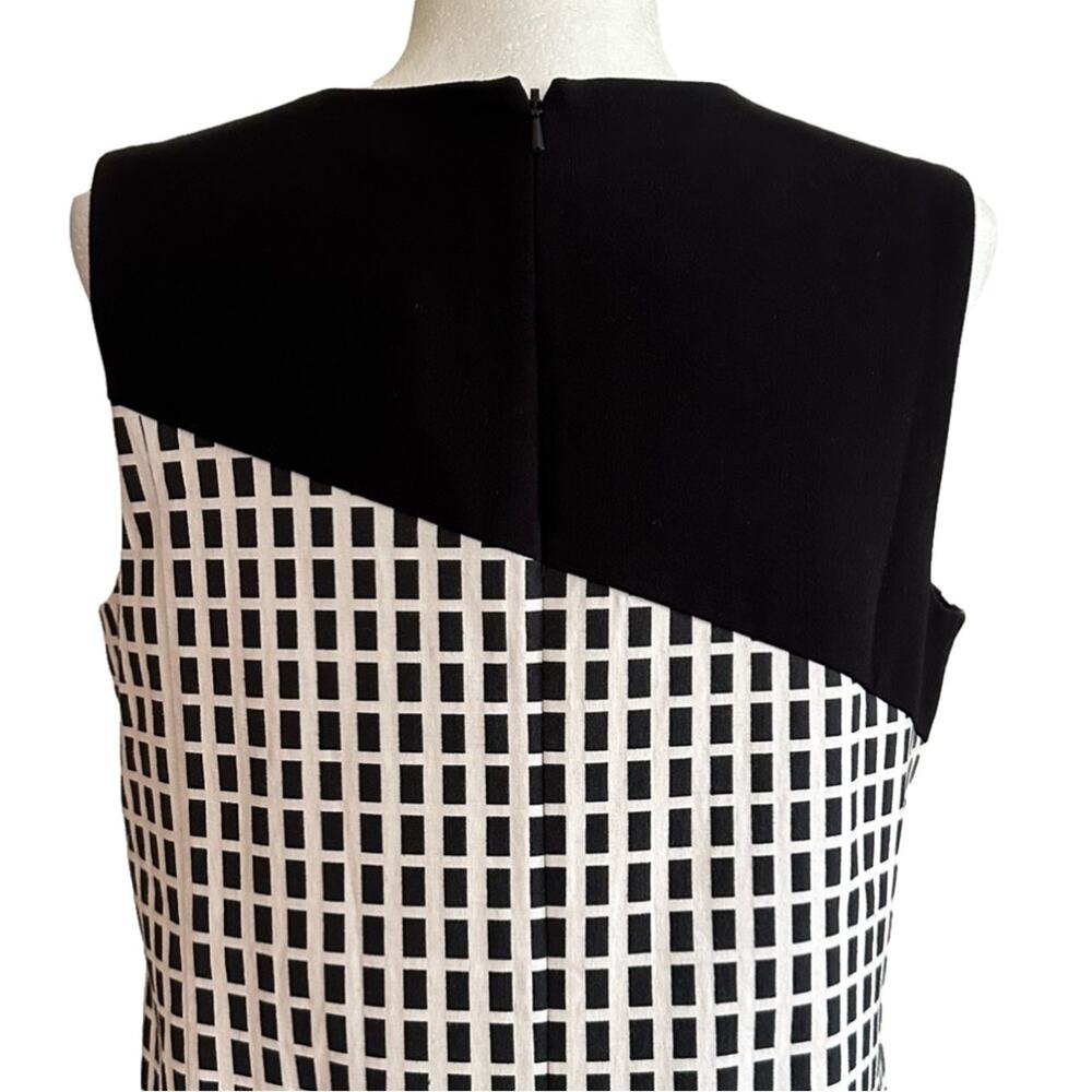 Halogen Dress Black White Checked Crew Neck Sleeveless Business Casual Small NEW - Picture 6 of 11